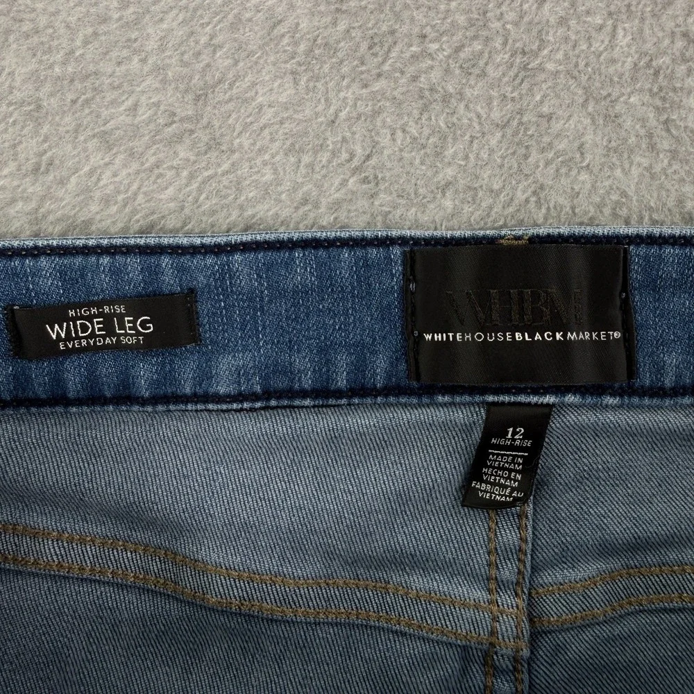 White House Black Market Jeans Womens 12 Blue Wide Leg High Rise Soft Stretch